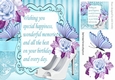 pretty white shoes with turq roses and butterflies with verse 8x8