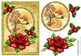 pretty snow cottage with red rose and holly A5