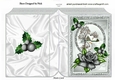 pretty snow cottage with silver rose and holly A5 folded book
