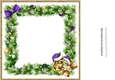 cute puppy and kitten in santa purple hats in festive frame 8x8 blank insert
