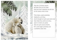 Snowy white polar bear family in the snow with fir tree and insert A5