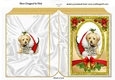 Cute puppy with kitten in santa hat in glitter frame folded book