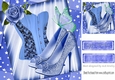 pretty blue painted rose with basque & shoes on starburst frame 8x8
