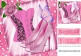 pretty pink painted rose with basque & shoes on starburst frame 8x8