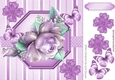 pretty lilac roses in stripe/polkadot frame with bows and butterflies 8x8