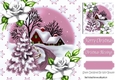 Lovely christmas scene with cottage & pink tree 8x8