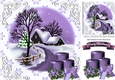 Lovely christmas scene with cottage & lilac candles 8x8