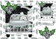 Santa in a silver car with his reindeer and toony holly 8x8