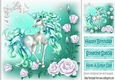 pretty fantasy turq unicorn with white roses 8x8