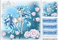 pretty fantasy sky blue unicorn with white roses 8x8