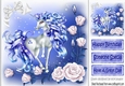 pretty fantasy royal blue unicorn with white roses 8x8
