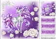 pretty fantasy lilac unicorn with white roses 8x8