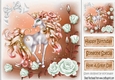 pretty fantasy peach unicorn with white roses 8x8