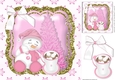 cute sleepy snowman with pink christmas tree and bow gold frame 8x8