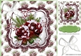winter red roses with snow & white bow  8x8