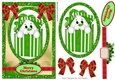 snowman in a green box with bows in glitter frame with topper