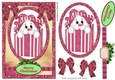snowman in a pink box with bows in glitter frame with topper