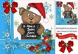 A Beary Merry Christmas in santa hat with holly 8x8 (Blue)
