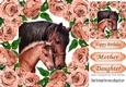pretty horses framed with peach roses 8x8