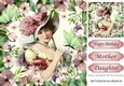 pretty vintage lady in floral frame with butterflies 8x8