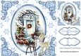 pretty front door with little deers in the snow (blue) 8x8