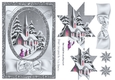 Lovely Christmas scene of a church with silver bow star pyramids