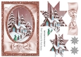 Lovely Christmas scene of a church with copper bow, star pyramids