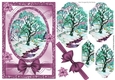 Lovely tree in the snow with pink poinsettias bracket pyramids