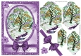 Lovely tree in the snow with purple poinsettias bracket pyramids