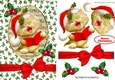 Cute kitty singing christmas carols with bow A5