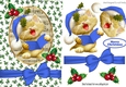 Cute kitty singing christmas carols with blue bow A5