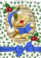 Cute kitty singing christmas carols with blue bow A4