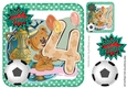 Teddy with football & balloons 4th birthday 8x8