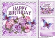 pretty purple flowers & butterflies on a plaque for that special person 8x8