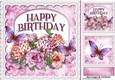 pretty pink flowers & butterflies on a plaque for that special person 8x8