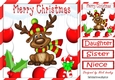 Cute reindeer in red festive frame 8x8
