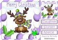 Cute reindeer in lilac festive frame 8x8