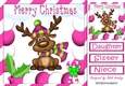 Cute reindeer in cerise festive frame 8x8