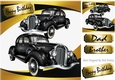 Lovely Vintage car in gold abstract frame 8x8