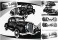 Lovely Vintage car in silver abstract frame 8x8