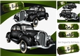 Lovely Vintage car in green abstract frame 8x8