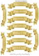 11 White sentiment scroll tags in gold