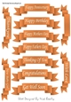 11 White sentiment scroll tags in peach