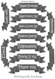 Grey tags with white sentiments