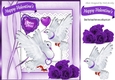 pretty white doves & purple roses for my valentine with love 8x8
