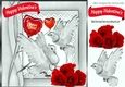 pretty silver doves & red roses for my valentine with love 8x8