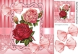 pretty vintage pink/red roses with bows & lace 8x8