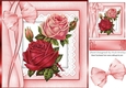 pretty vintage red roses on lace in ornate frame 8x8