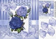 pretty vintage blue shades of roses with bows & lace 8x8