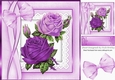 pretty vintage lilac roses on lace in ornate frame 8x8